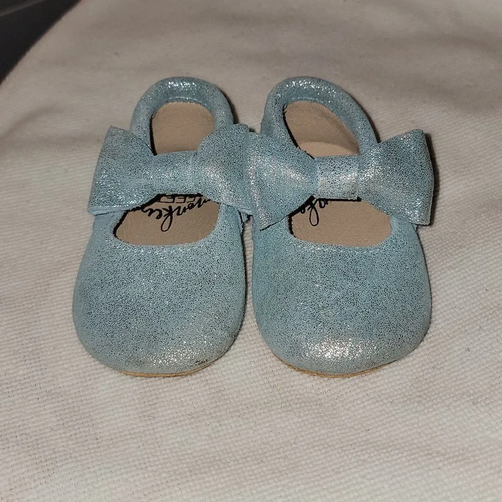 MONKEY FEET Bow & Tassles Leather Soft Sole Leather Moccasins Shoes 6-12 Month
